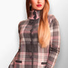 Kerry Short Knit Coat with High Neck and Checkered Pattern
