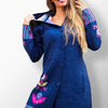 Ramona deep navy wool-blend coat with textured details.