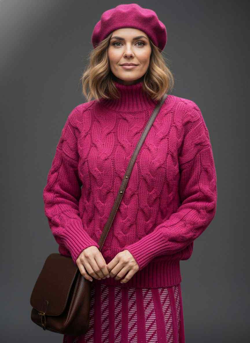 Dina Kötött Pulóver Garbóval