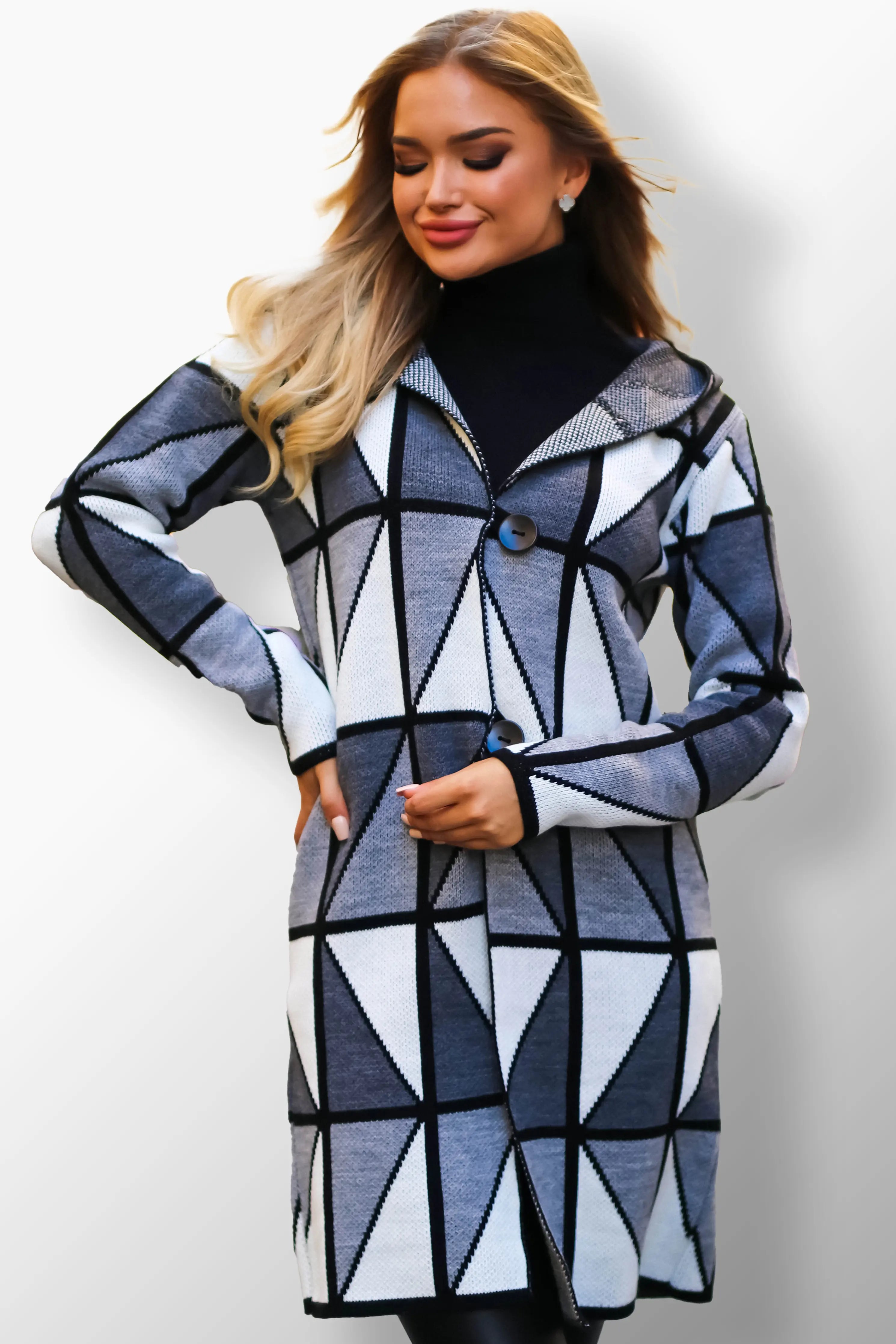 Alexia Kötött Kardigán Kapucnival