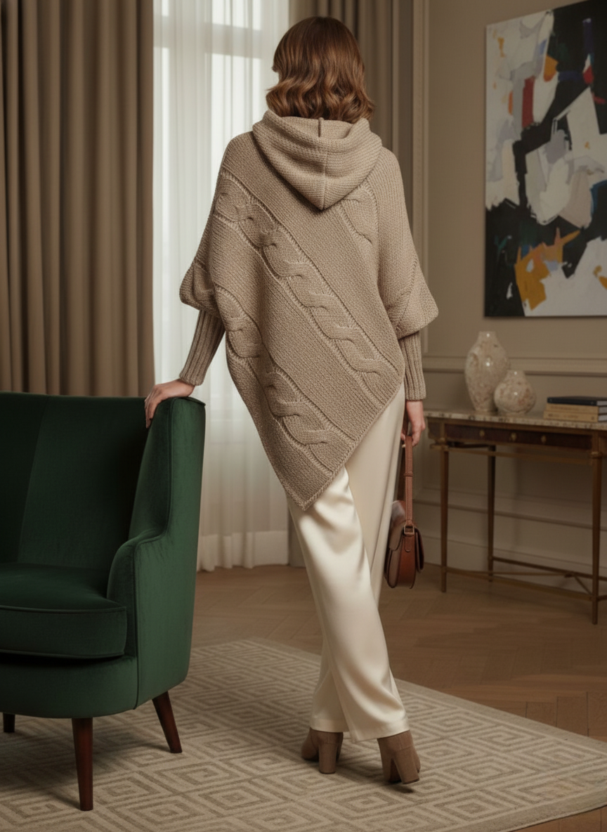 Mira Kötött Poncsó Kapucnival