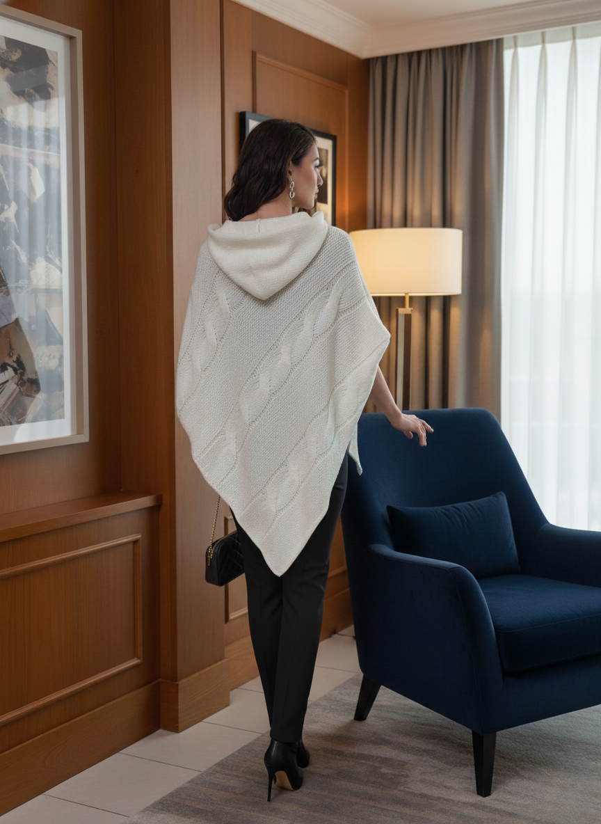 Mira Kötött Poncsó Kapucnival