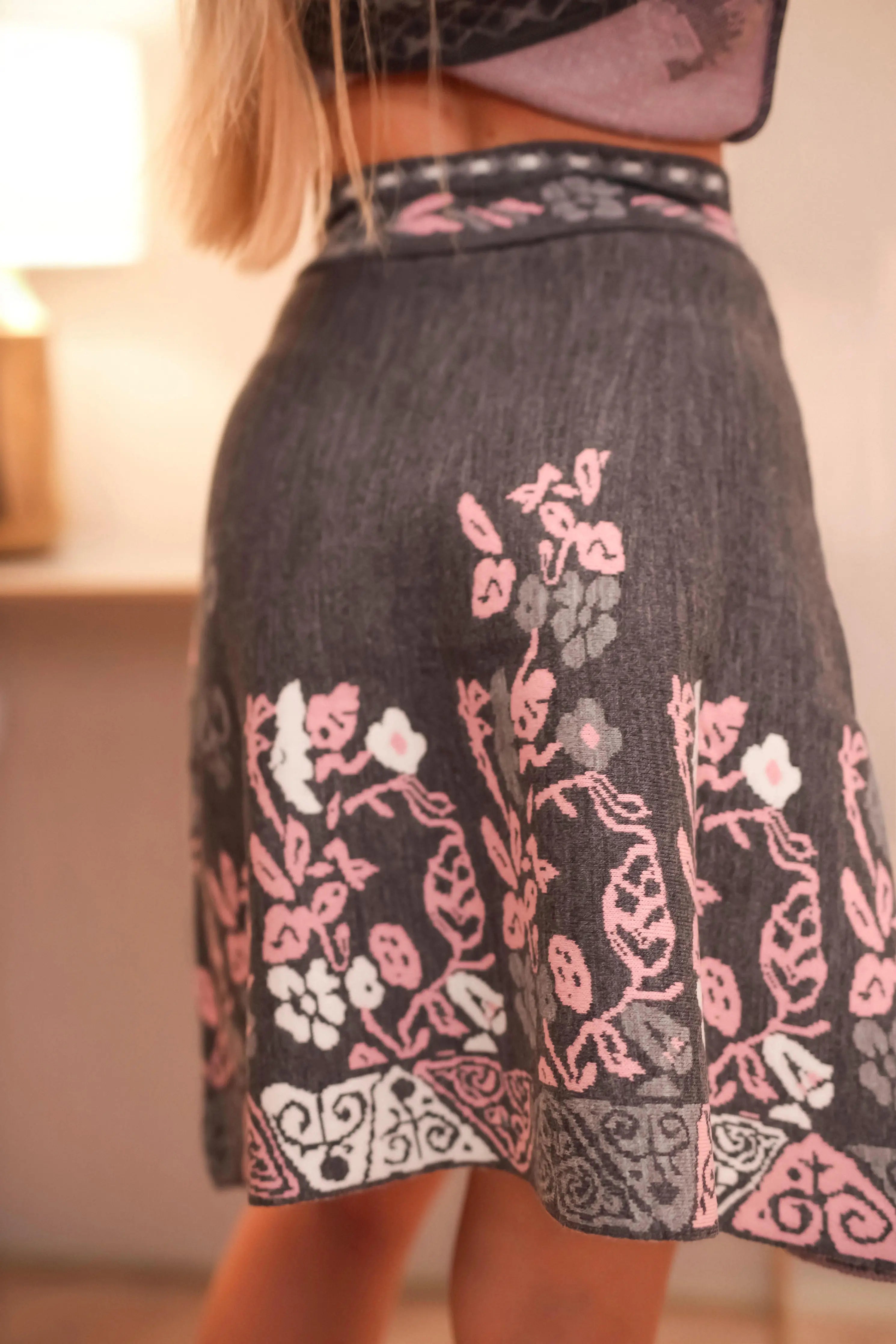 Grazia A-Line High-Waisted Midi Skirt - Styled outfit to wear with heels and bag.