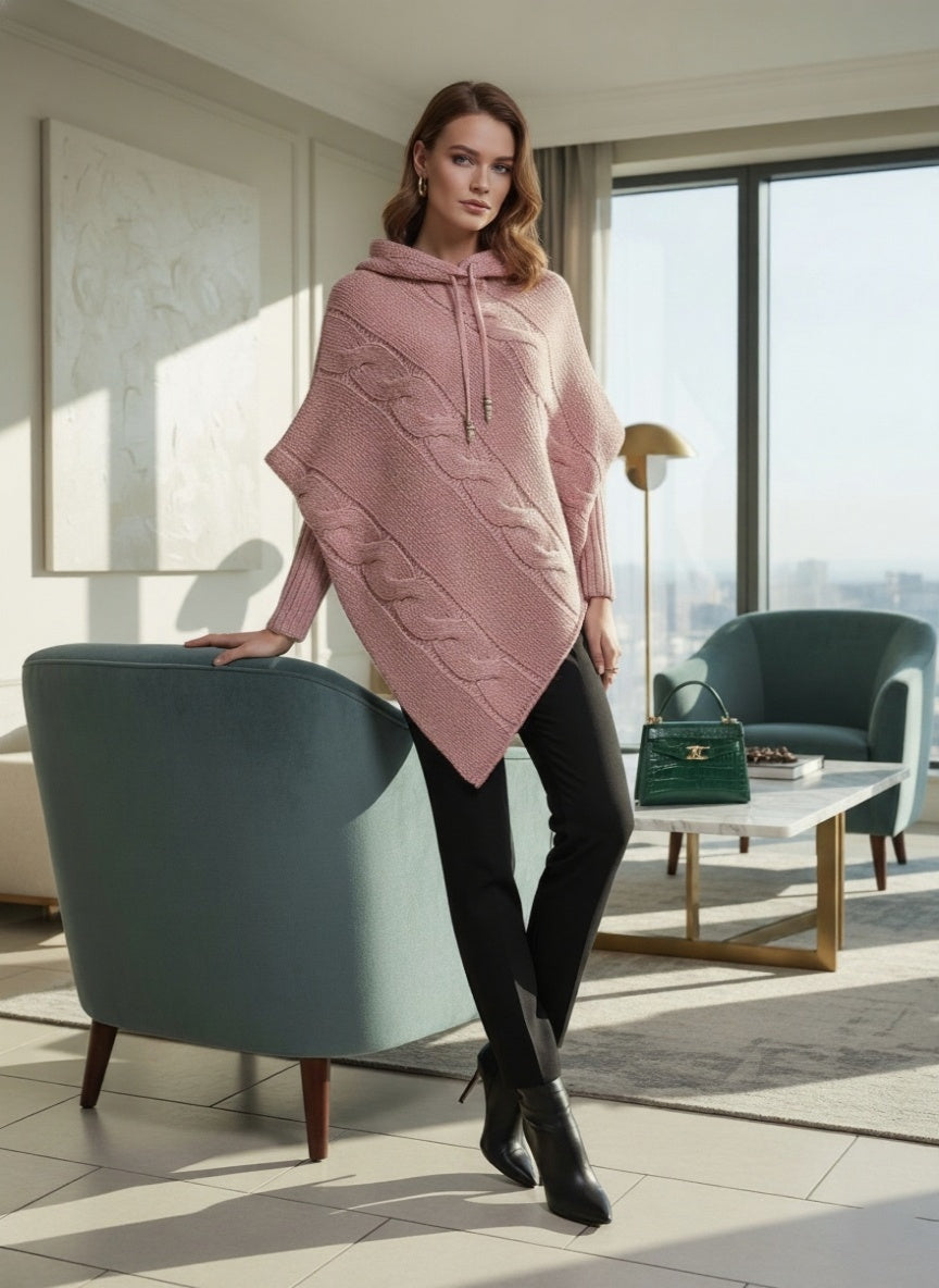 Mira Kötött Poncsó Kapucnival