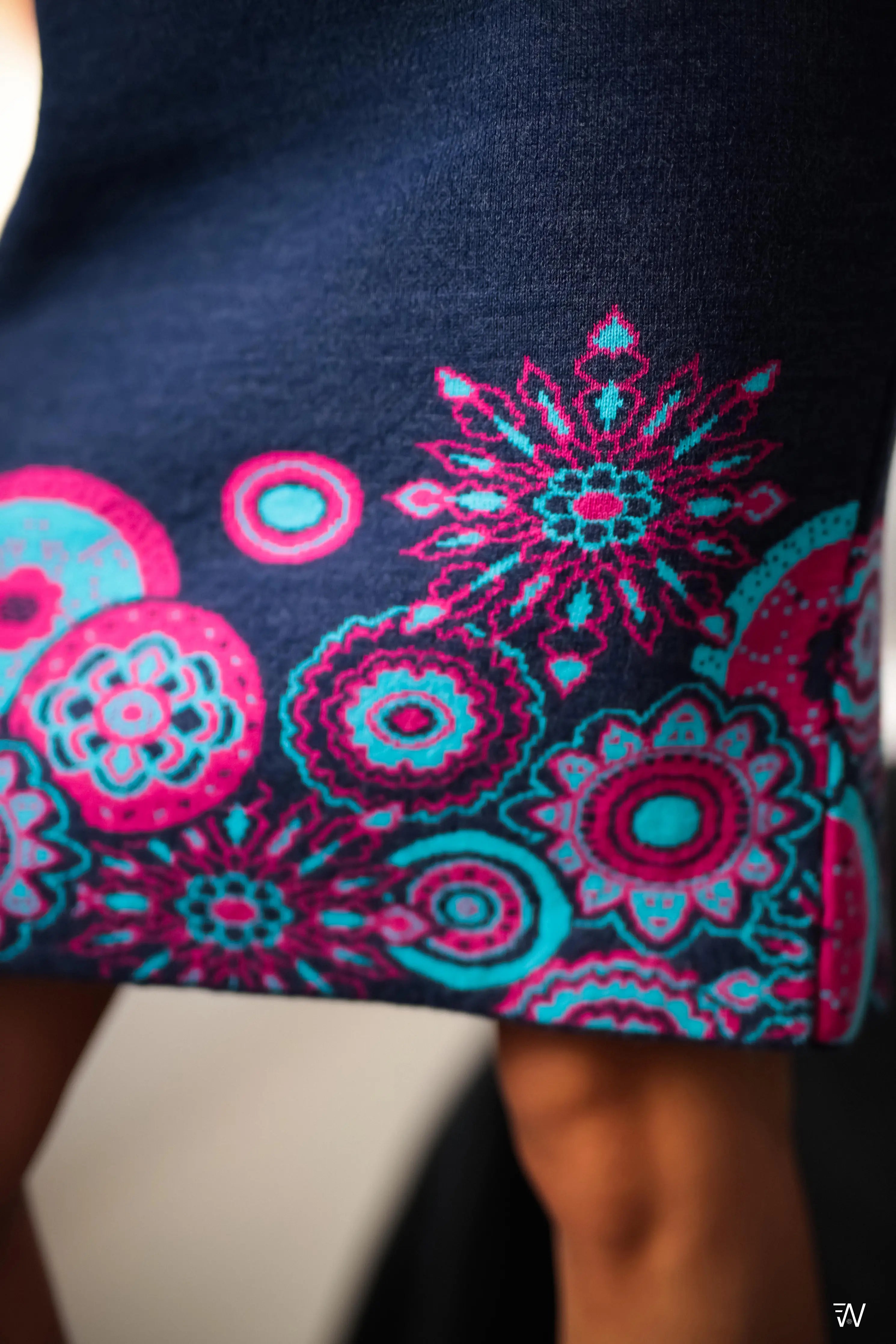 Cintia Knit Dress with Vivid Floral Pattern