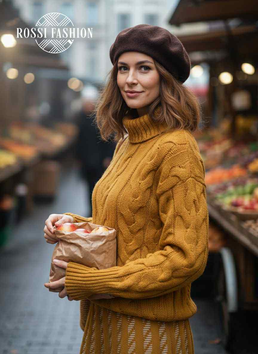 Dina Kötött Pulóver Garbóval