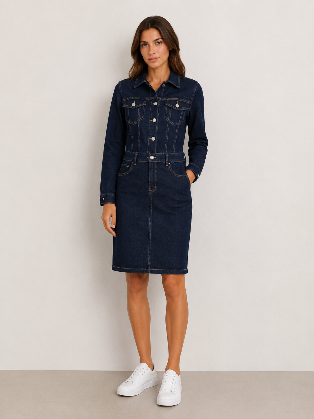 Bleona Knit Dress with Elegant Floral Pattern